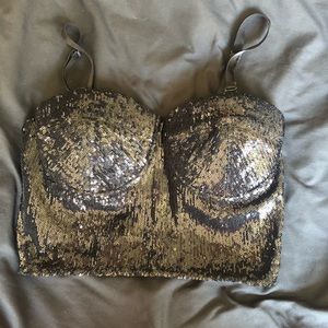 Black sequin bustier top